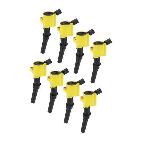 ACCEL Ignition Coil, 1998-2008 For Ford 4.6L/5.4L/6.8L 2-Valve Modular Engines, Yellow, Set of 8