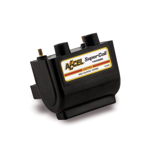 ACCEL Ignition Coil, Motorcycle, Dual Fire, Black, 4.7 Ohms Resistance, Points Ignition, Each