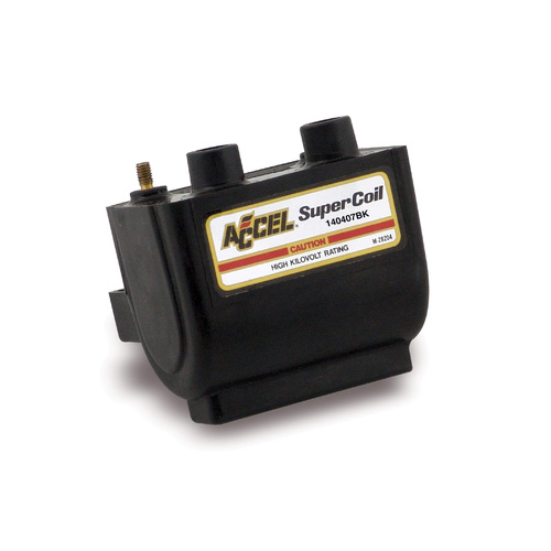 ACCEL Ignition Coil, Motorcycle, Dual Fire, Black, 2.3 Ohms Resistance, Electronic Ignition, Each