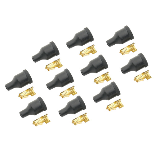 ACCEL Ignition Coil Boots and Terminals, Motorcycle, Black, Straight Boots, 7-8mm, Set of 10