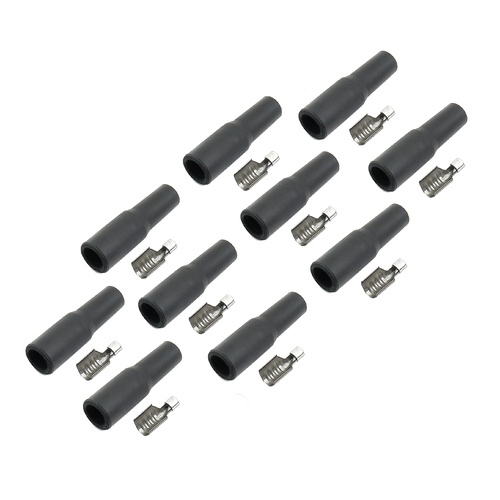 ACCEL Ignition Coil Boots and Terminals, Motorcycle, Black, Straight Boots, A-Bits, 7-8mm, Set of 10