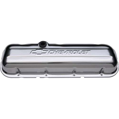 AC Delco, Big Block Valve Covers Chrome; Chevy/Bowtie; Stock, Chrome; Stock Height, Perimeter Bolt; Embossed Emblems