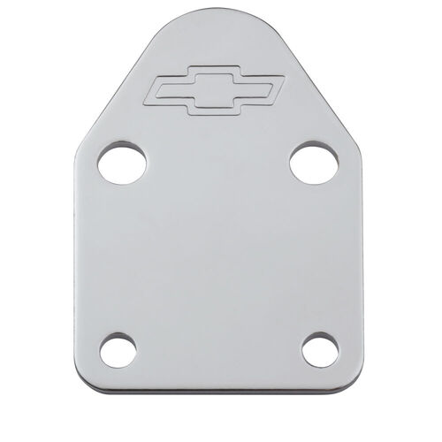AC Delco, Fuel Pump Block-Off Plate , Chrome; Stamped Chevrolet Bowtie Logo