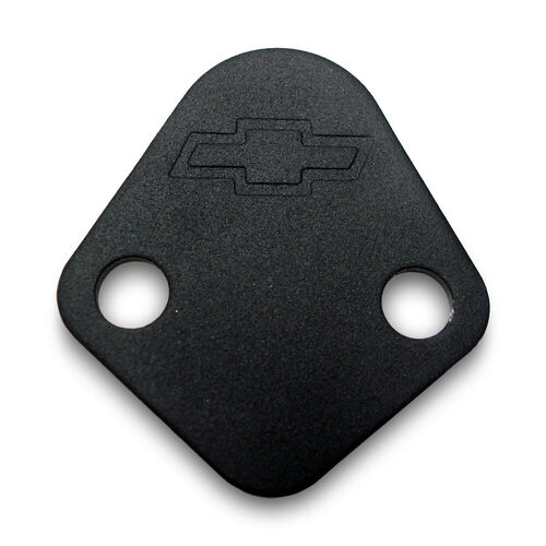 AC Delco, Fuel Pump Block-Off Plate , Black Crinkle; Stamped Chevrolet Bowtie Logo