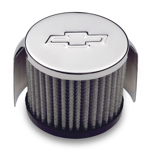 AC Delco, Push-In Air Breather Cap , Chrome; Chevy Bowtie Emblem; w/ Filter & Hood