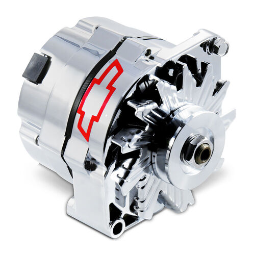 AC Delco, 70 AMP Alternator Chrome Finish, 3-Wire, GM 10 SI; w/ Internal Regulator, V-Pully, & Ext. Fan