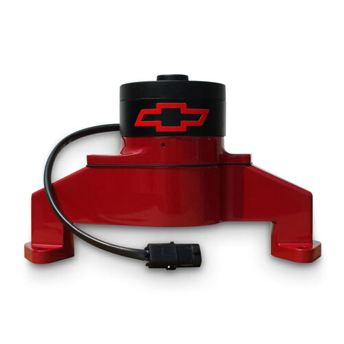 AC Delco, Red Chevy Big Block Electric Water Pump w/ Bowtie, Red Finish, Black Cap; Aluminum; Red Bowtie Emblem
