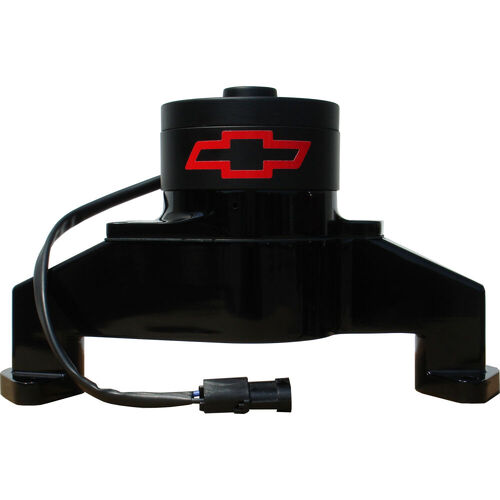 AC Delco, Black Chevy Big Block Electric Water Pump w/ Bowtie, Black Finish, Black Cap; Aluminum; Red Bowtie Emblem