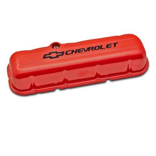AC Delco, Big Block Valve Cover Chevy Orange; Tall Style, Chevy Orange; Tall, Perimeter Bolt; Recessed Emblems