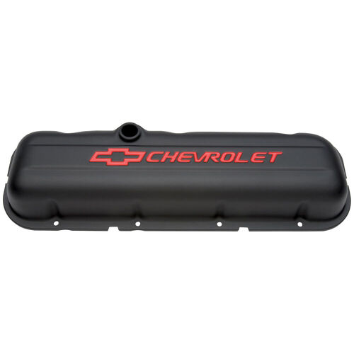 AC Delco, Big Block Valve Cover Black Crinkle; Stock, Black Crinkle; Tall, Perimeter Bolt; Recessed Emblems