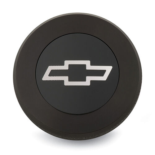 AC Delco, Bowtie Radiator Cap Black w/ White Bowtie, Black Anodized Billet Aluminum; White Bowtie Emblem