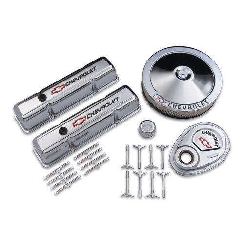 AC Delco Engine Dress-Up Kit, Chrome, Tall Valve Covers/Air Cleaner/Timing Cover/Breather, For Chevrolet, Small Block, Kit