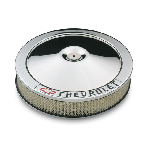 AC Delco, Chrome Air Cleaner Recessed Chevrolet Emblem, Chrome; Recessed Red/Black Chevrolet & Bowtie Emblems