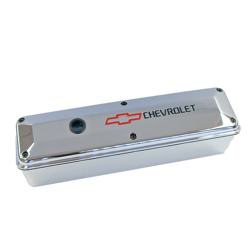 AC Delco Valve Covers, Tall, Chrome, Two Piece, For Chevrolet Logo, For Chevrolet, Small Block, Pair
