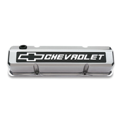 AC Delco Valve Covers, Cast Aluminium, Polished, Tall, For Chevrolet, Bowtie Emblem, For Chevrolet, Small Block, Pair