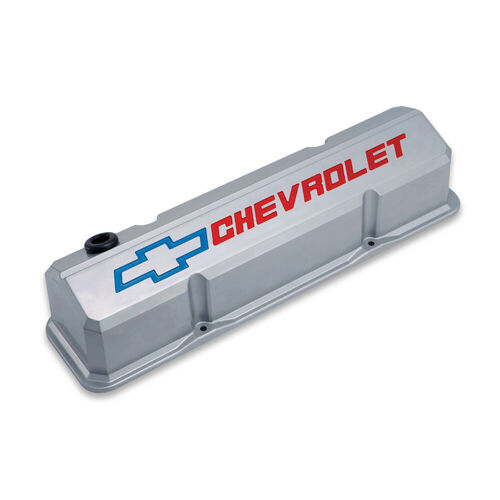 AC Delco Valve Covers, Aluminium, Gray with Red and Blue Logo, Tall, For Chevrolet, Small Block, Pair