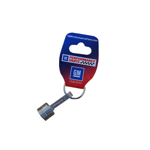Billet Aluminum Piston Rod Keychain, Features Bowtie Emblem