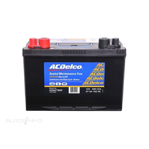AC Delco Battery, 680 CCA, 97 Ah, 162 RC (Min), SAE/STUD Terminal, LHP, Each