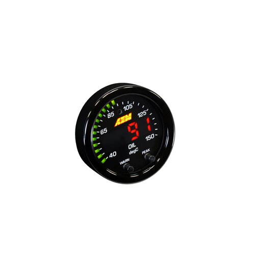 AEM Temperature Gauge, X-Series, 100-300F/40-150C, Black Bezel and Black Water Faceplate