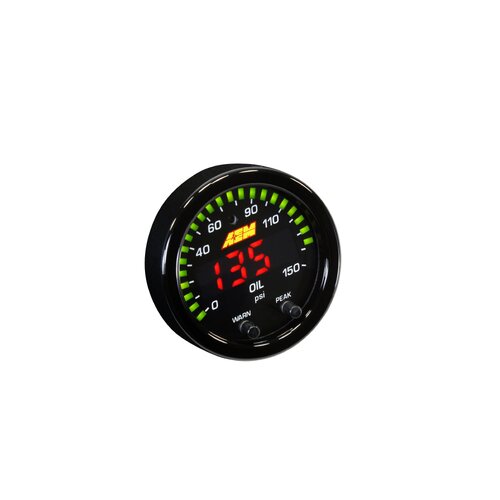 AEM Pressure Gauge, X-Series, 0-150psi/0-10bar, Black Bezel and Black Faceplate