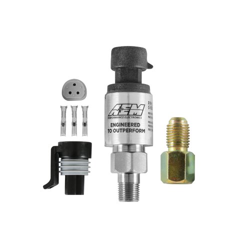 AEM Pressure Sensor, 1/8 in. NPT Male Thread w/ -4 and 3/16 NPT Adapters