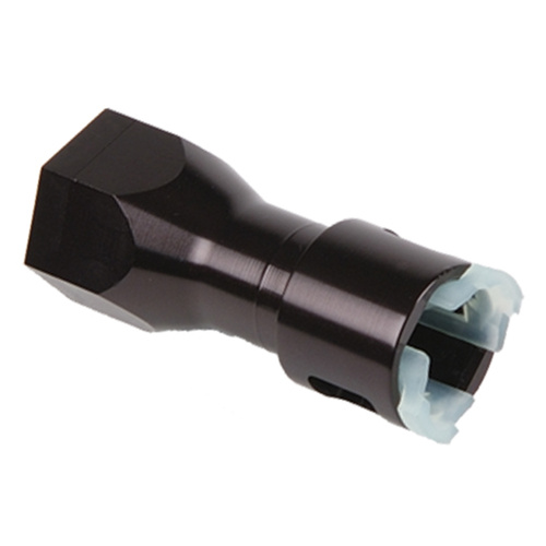 Aeromotive Fitting, AN Quick Connect, Straight, -6 AN Female O-Ring to 5/16 in. OEM Fuel Line, Aluminium, Black Anodized, Each