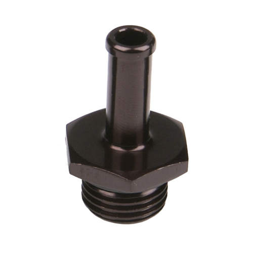 Aeromotive Fitting, Male -4 AN, 5/16 in. Hose Barb, Aluminium, Black, Each