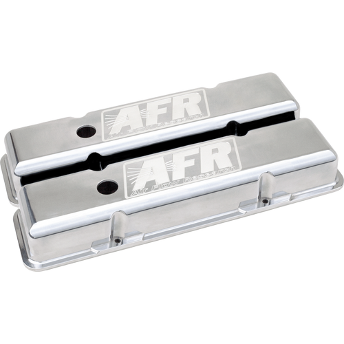 AFR SBC Standard Valve Covers, Polished Aluminum, Includes rubber grommets & baffles (Inside Height 2.5”)