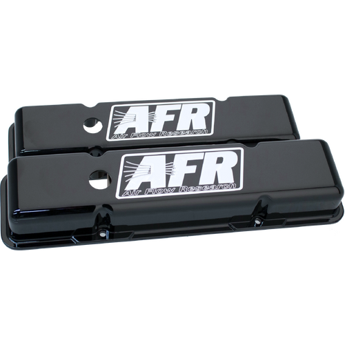 AFR SBC Standard Valve Covers, Black Powder Coat, Includes rubber grommets & baffles (Inside Height 2.5”)