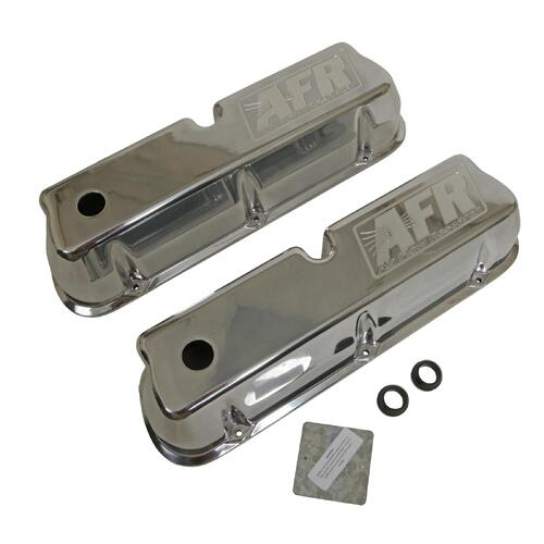 AFR Valve Covers, Tall Height, Cast Aluminum, Polished, AFR Logo, SB Ford 289, 302, 351 Windsor, Pair