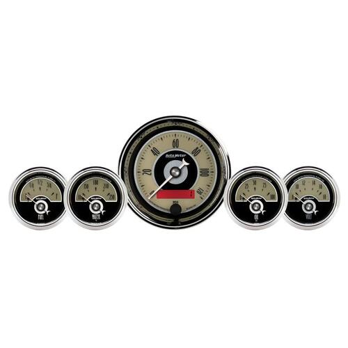 Autometer Gauge Kit, 5 Pc., 3 3/8" & 2 1/16", Elec. Speedometer, Cruiser Ad, Cruiser Ad
