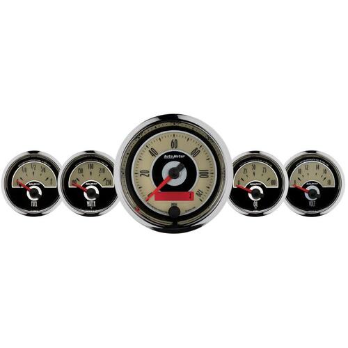 Autometer Gauge Kit, 5 Pc., 3 3/8" & 2 1/16", Elec. Speedometer, Cruiser, Cruiser
