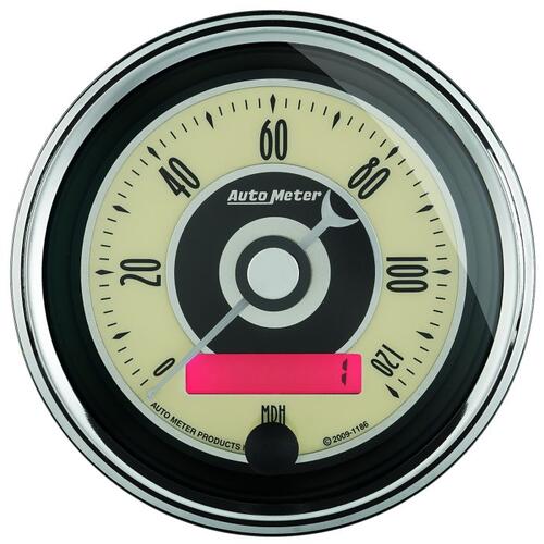 Autometer Gauge, Speedometer, 3 3/8", 120Mph, Elec. Programmable, Cruiser Ad, Cruiser Ad