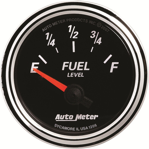 Autometer Gauge, Designer Black II, Fuel Level, 2 1/16 in., 240-33 Ohms, Electrical, Each