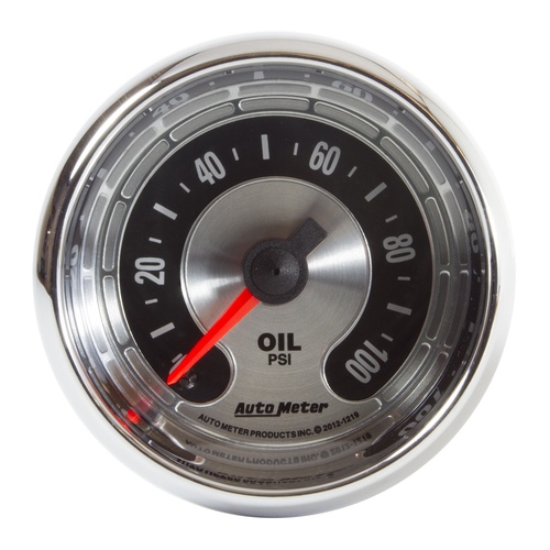 Autometer Gauge, American Muscle, Oil Pressure, 2 1/16 in., 100psi, Mechanical, Analog, Each