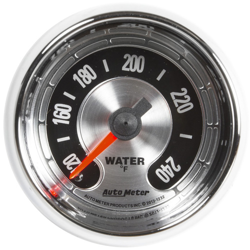 Autometer Gauge, American Muscle, Water Temperature, 2 1/16 in., 240 Degrees F, Mechanical, Analog, Each