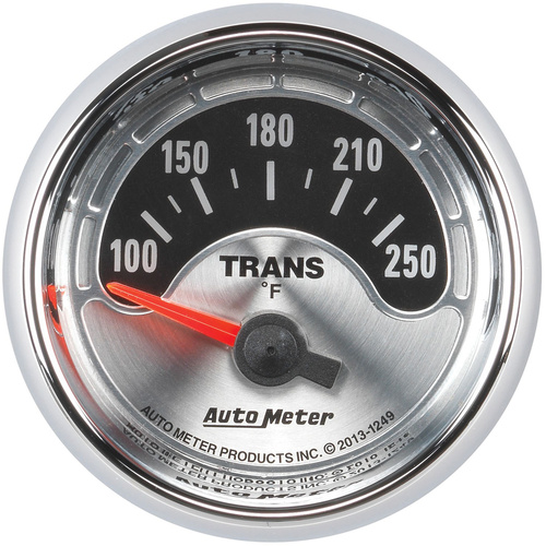 Autometer Gauge, American Muscle, Transmission Temperature, 2 1/16 in., 250 Degrees F, Electrical, Analog, Each
