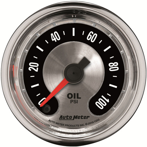 Autometer Gauge, American Muscle, Oil Pressure, 2 1/16 in., 100psi, Digital Stepper Motor, Analog, Each