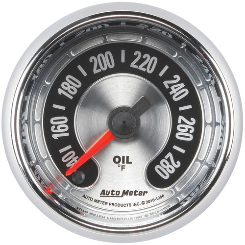 Autometer Gauge, American Muscle, Oil Temperature, 2 1/16 in., 280 Degrees F, Digital Stepper Motor, Analog, Each