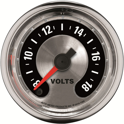 Autometer Gauge, American Muscle, Voltmeter, 2 1/16 in., 18V, Digital Stepper Motor, Analog, Each
