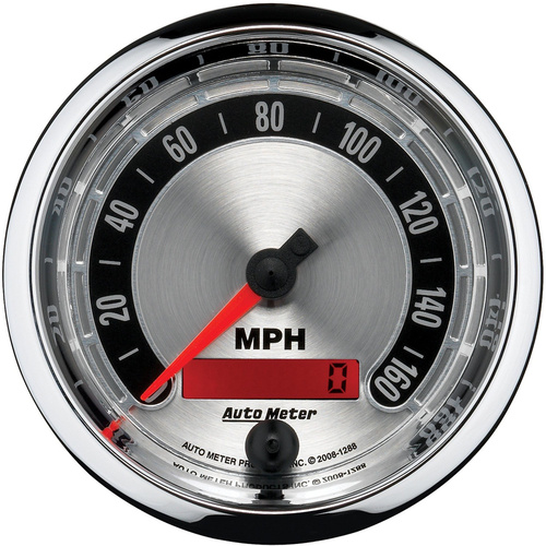 Autometer Gauge, American Muscle, Speedometer, 3 3/8 in., 160mph, Electric Programmable, Analog, Each