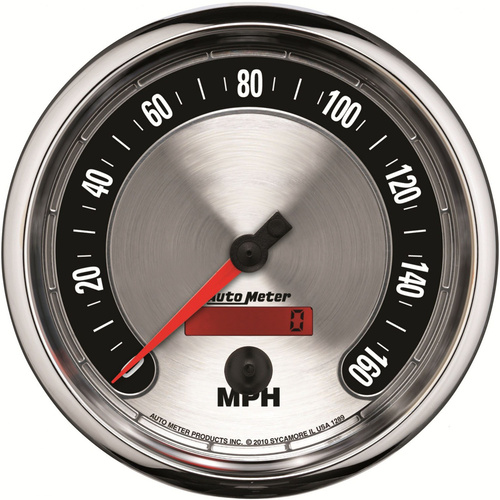 Autometer Gauge, American Muscle, Speedometer, 5 in., 160mph, Electric Programmable, Analog, Each