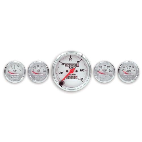 Autometer Gauge Kit, 5 Pc., 3 1/8" & 2 1/16", Mech. Speedo., Chevrolet Heritage Bowtie, Chevy Vintag