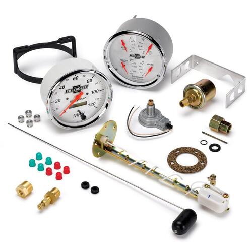 Autometer Gauge Kit, 2 Pc., Quad & Speedometer, 5", Chevrolet Heritage Bowtie, Chevy Vintage