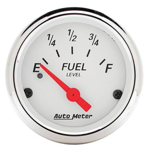 Autometer Gauge, Arctic White, Fuel Level, 2 1/16 in., 240-33 Ohms, Electrical, Analog, Each