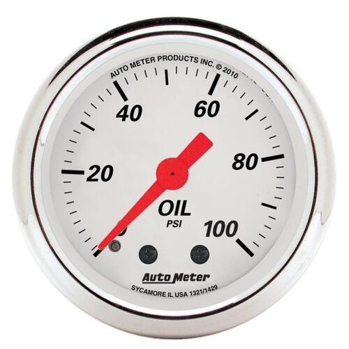 GAUGE, OIL PRESS, 2 1/16", 100PSI, MECH, ARCTIC WHITE