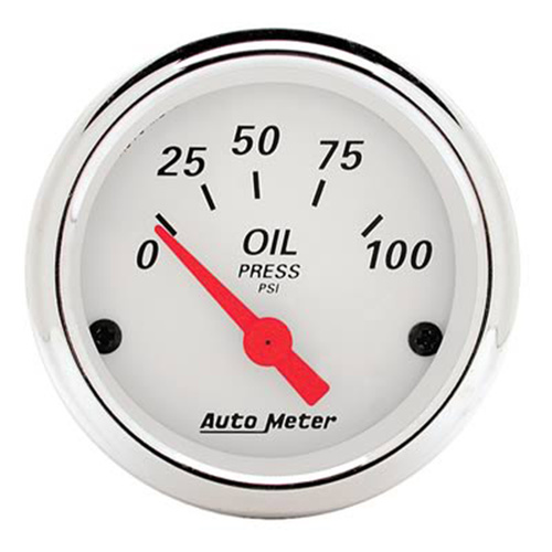Autometer Gauge, Arctic White, Oil Pressure, 2 1/16 in., 100psi, Electrical, Analog, Each