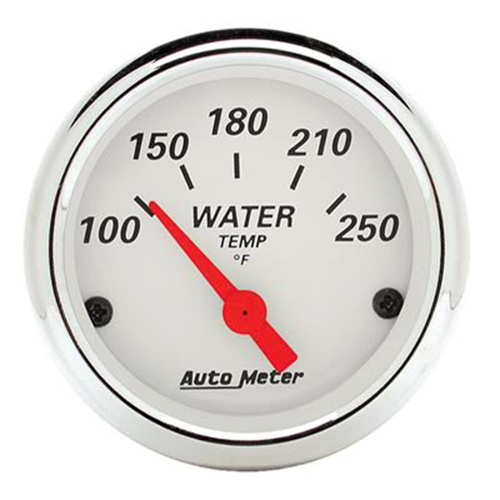 Autometer Gauge, Arctic White, Water Temperature, 2 1/16 in., 250 Degrees F, Electrical, Analog, Each