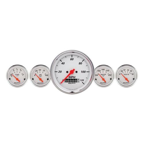 GAUGE KIT, 5 PC., 3 3/8" & 2 1/16", ELEC. SPEEDOMETER, ARCTIC WHITE