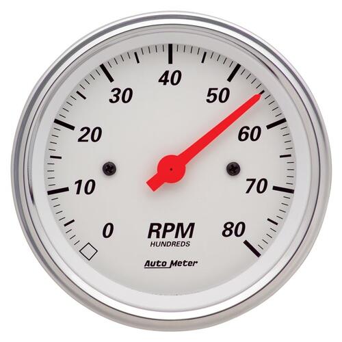 GAUGE, TACHOMETER, 3 3/8", 8K RPM, IN-DASH, ARCTIC WHITE